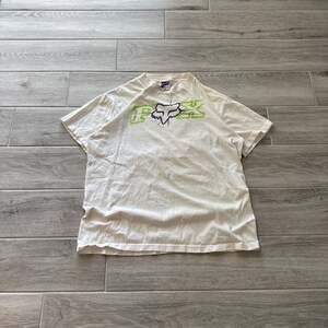 Vintage Fox Racing White T-Shirt with Green/Purple Logo - Size Large